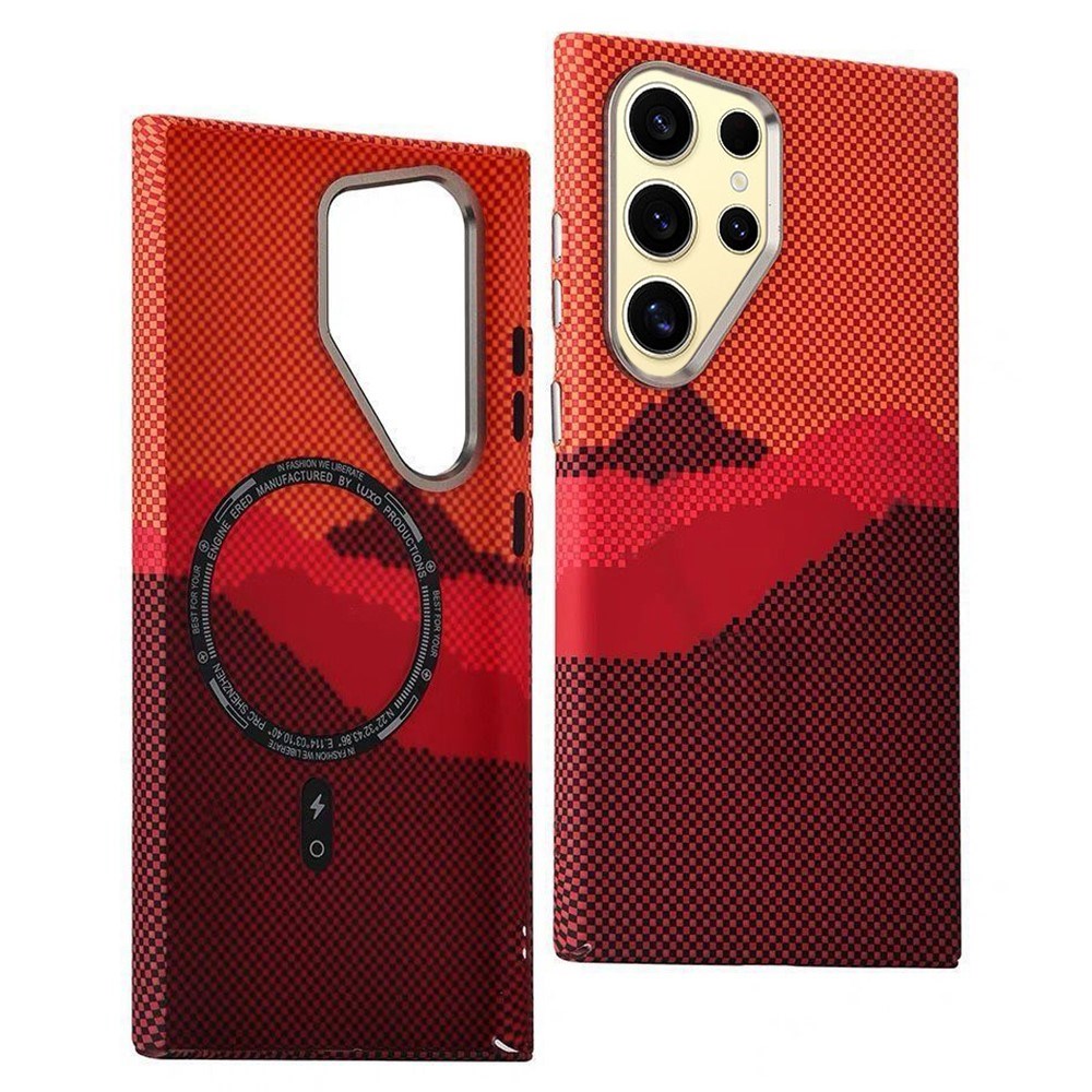 EIDERWOOD Patterned Carbon Case - Samsung Galaxy S24 Ultra - MagSafe Compatible - Orange Peak