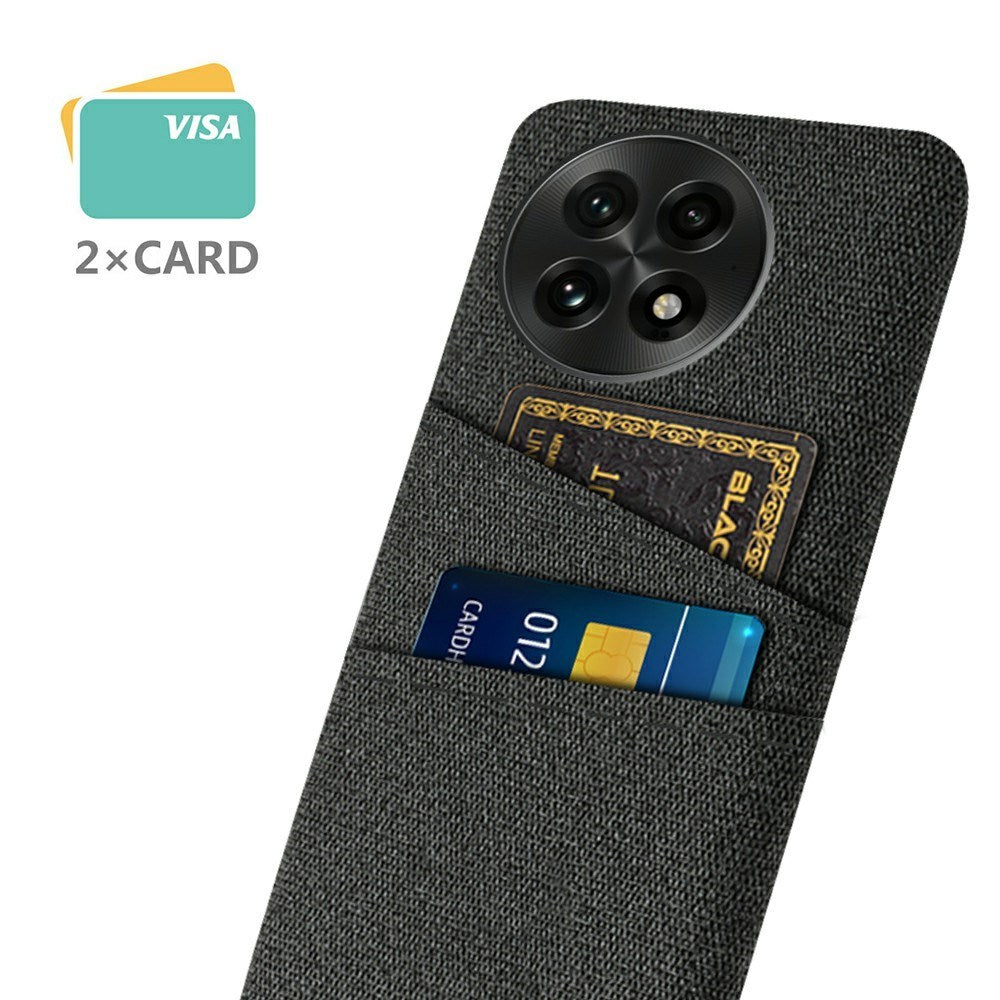 EIDERWOOD OnePlus 13 Fabric Coated Plastic Case with Card Holder - Black