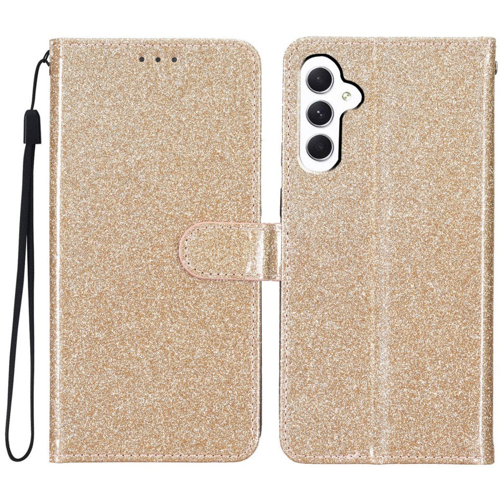 EIDERWOOD Samsung Galaxy A36 (5G) Leather Flip Case with Wallet & Strap - Glitter - Gold
