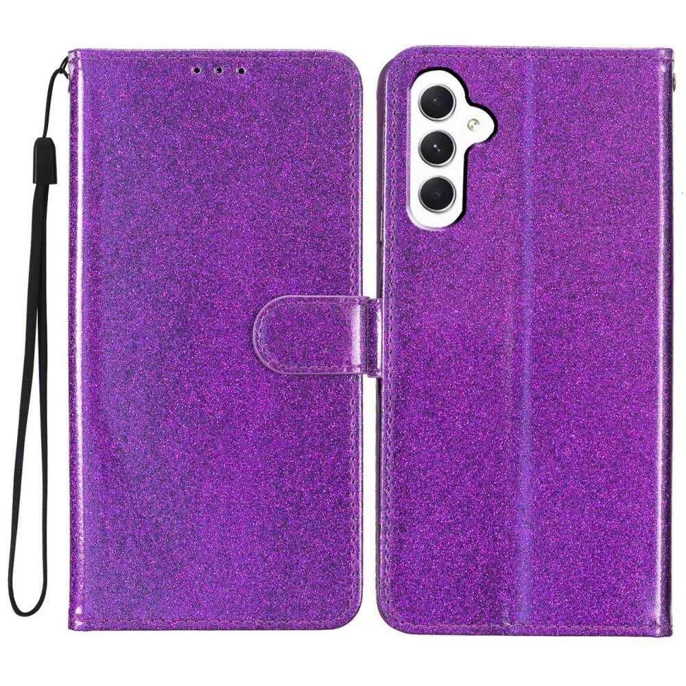 EIDERWOOD Samsung Galaxy A36 (5G) Leather Flip Case with Wallet & Strap - Glitter - Purple