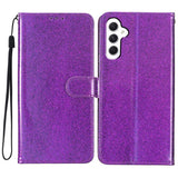 EIDERWOOD Samsung Galaxy A36 (5G) Leather Flip Case with Wallet & Strap - Glitter - Purple