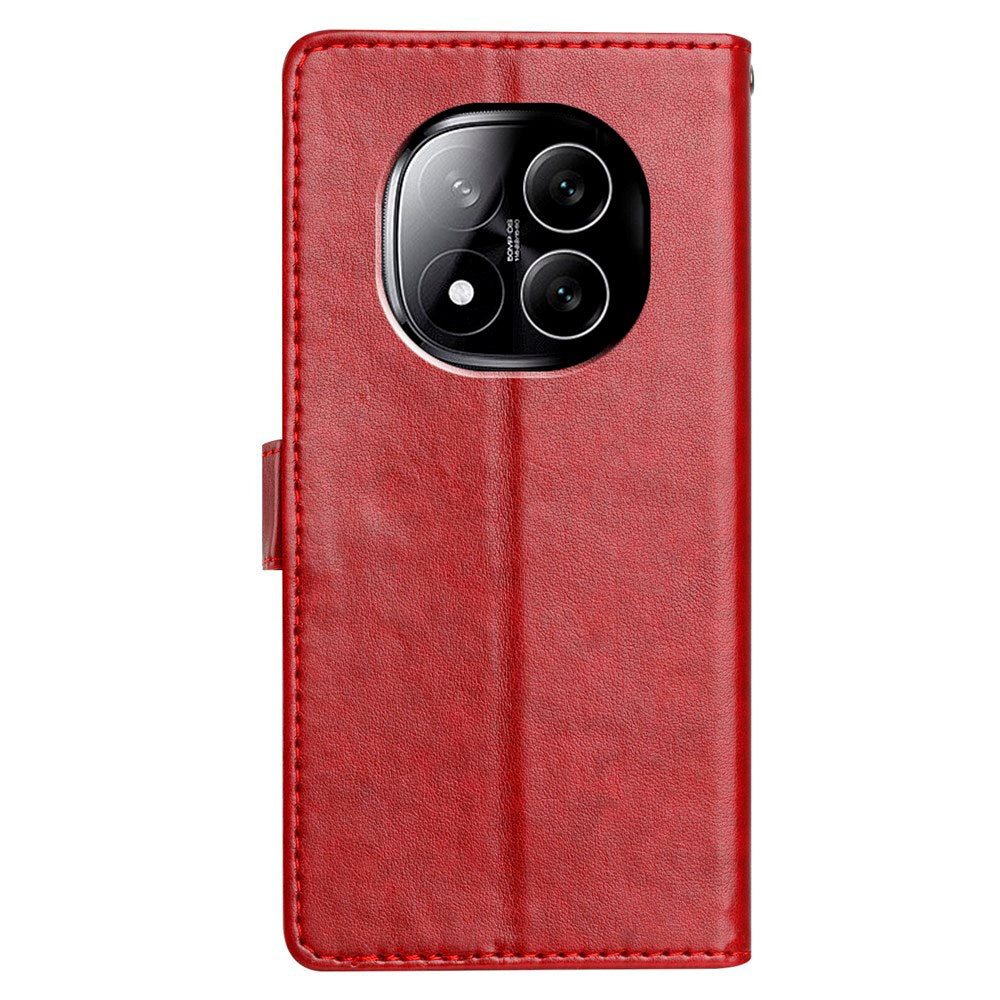 EIDERWOOD Xiaomi Redmi Note 14 Pro (5G) / Poco X7 Faux Leather Flip Case with Strap - Dark Red