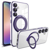 EIDERWOOD Samsung Galaxy S25 Flexible Plastic Case with Kickstand - MagSafe Compatible - Transparent/Purple