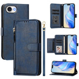 EIDERWOOD iPhone 16e Faux Leather Flip Case with Wallet & Strap - Blue