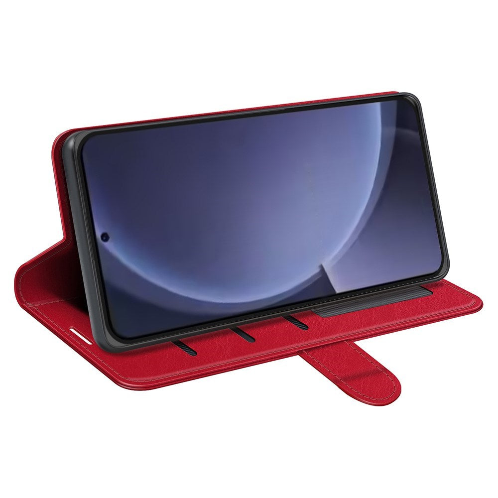 EIDERWOOD Samsung Galaxy S25+ (Plus) Faux Leather Flip Case with Cardholder & Stand Function - Red
