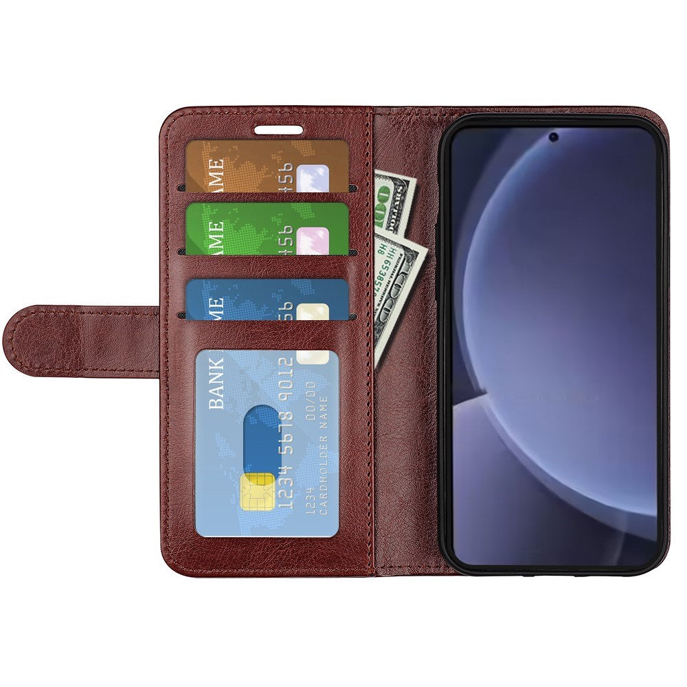 EIDERWOOD Samsung Galaxy S25+ (Plus) Faux Leather Flip Case with Cardholder & Stand Function - Brown