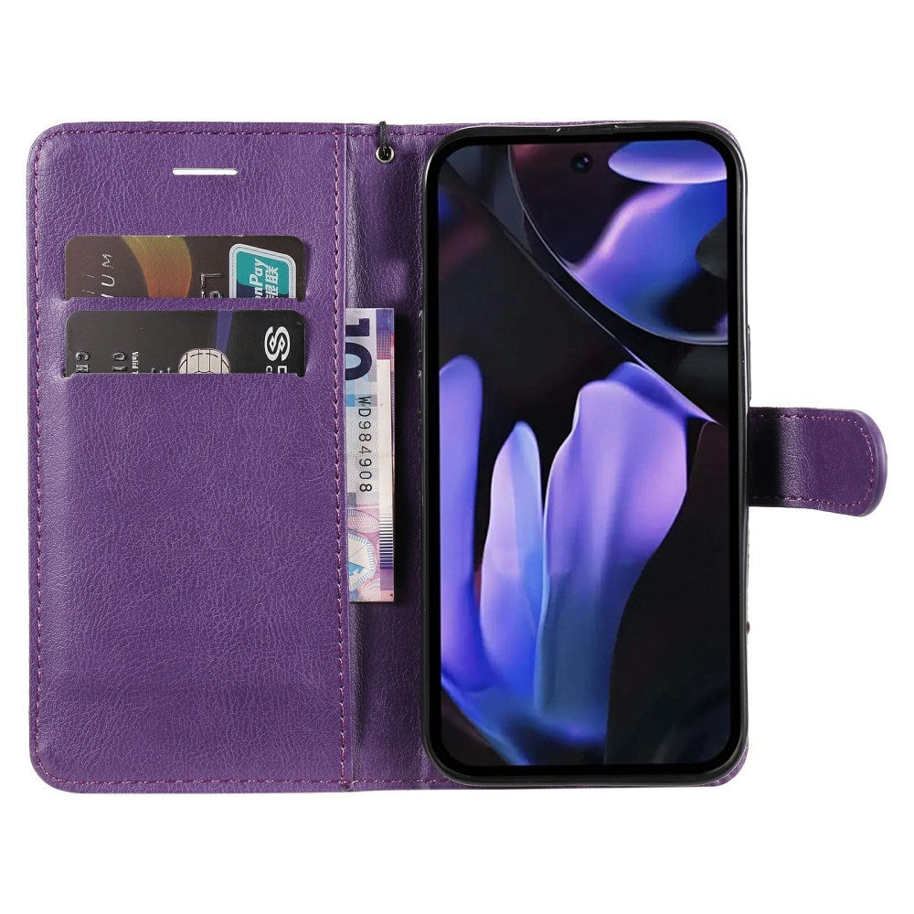 EIDERWOOD Google Pixel 9a Faux Leather Flip Case with Cardholder & Strap - Purple