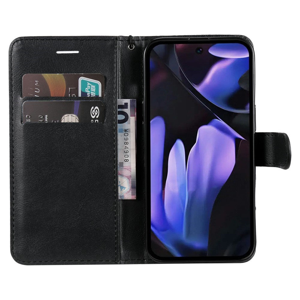 EIDERWOOD Google Pixel 9a Faux Leather Flip Case with Cardholder & Strap - Black