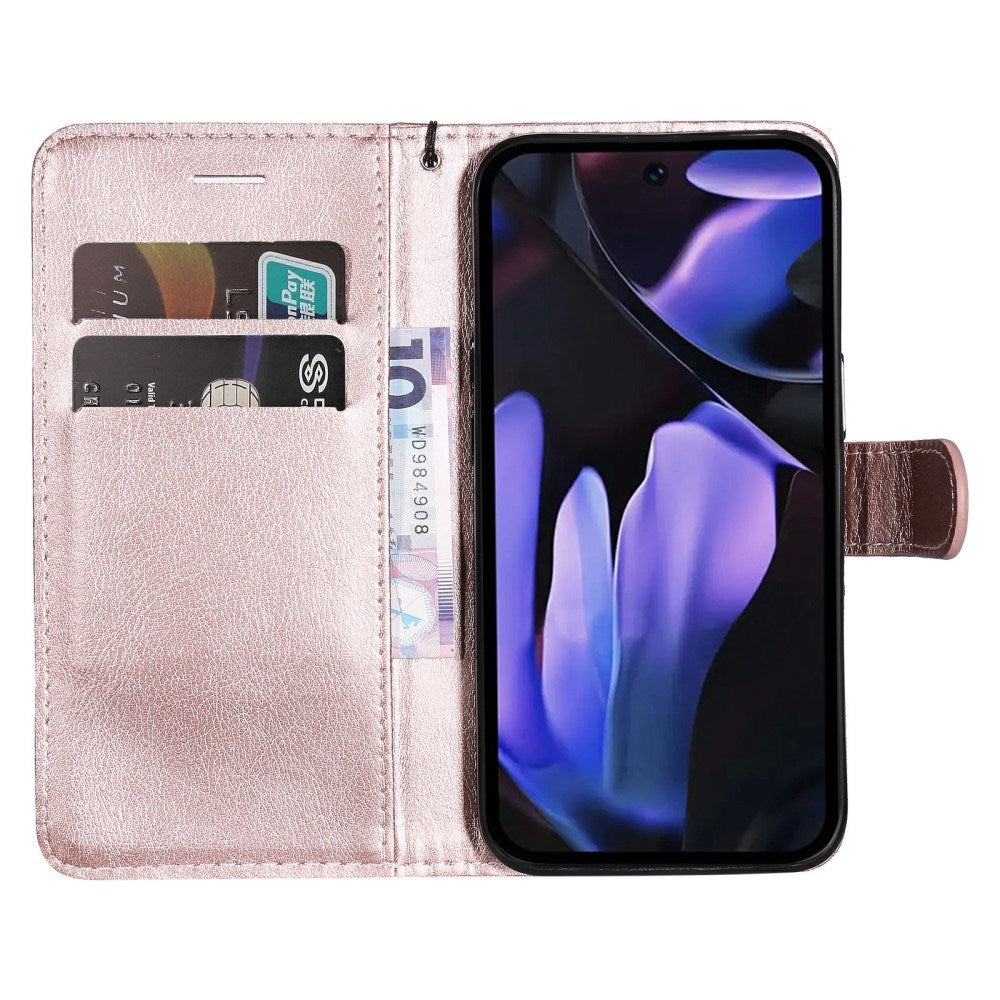 EIDERWOOD Google Pixel 9a Faux Leather Flip Case with Cardholder & Strap - Pink