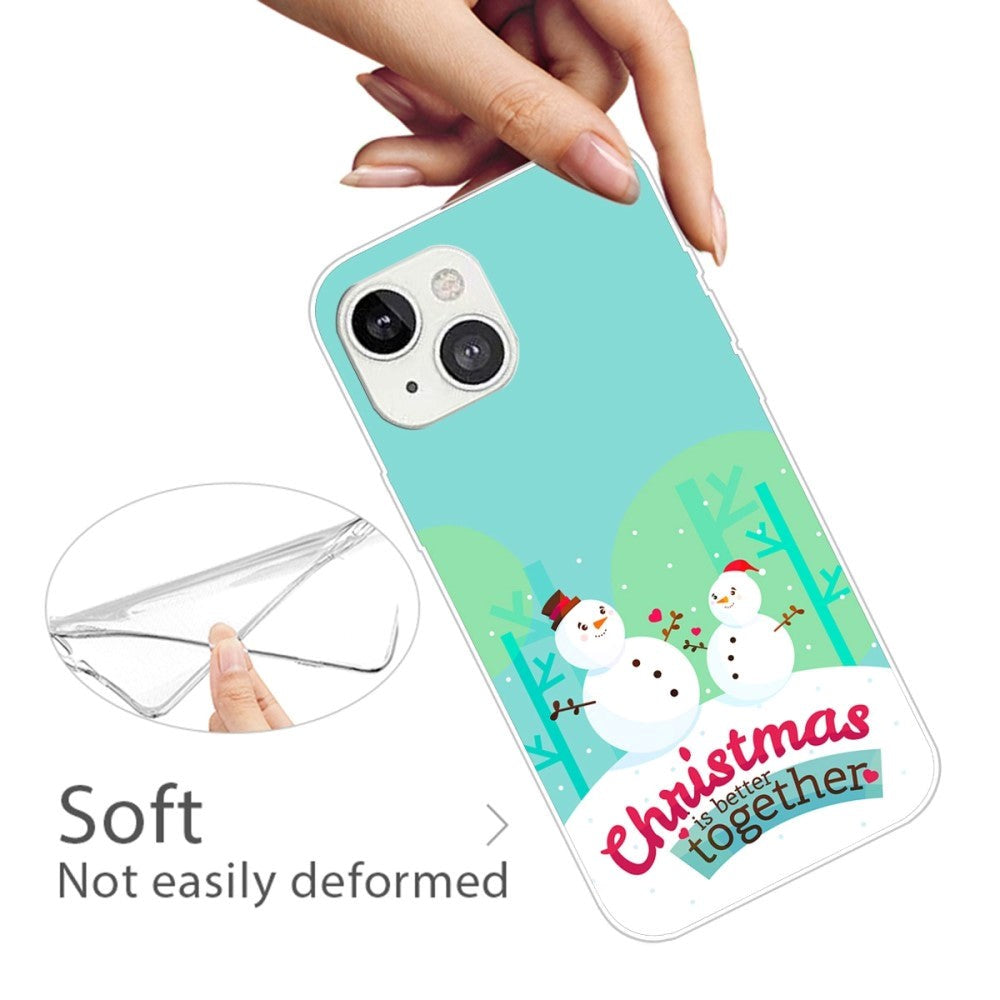 iPhone 14 Flexible Plastic Christmas Case - Two Snowmen