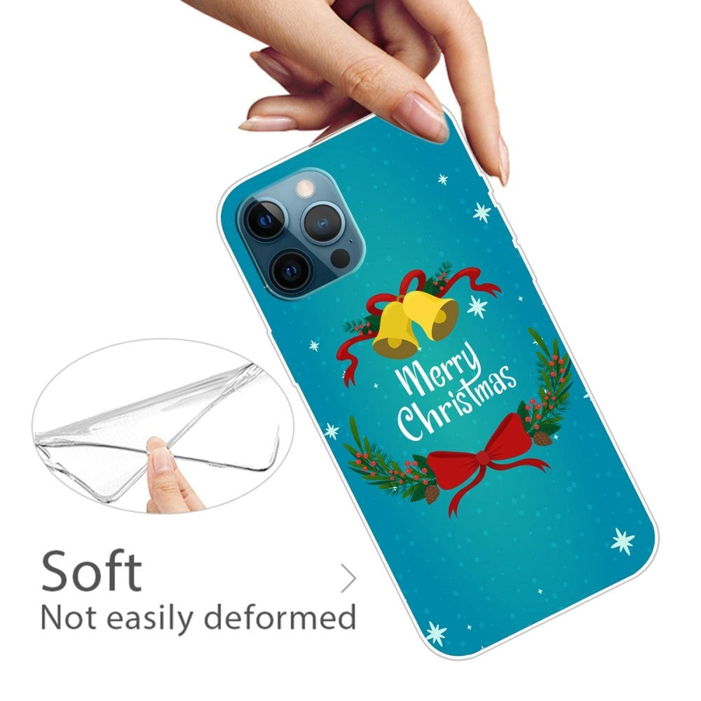 iPhone 14 Pro Flexible Plastic Christmas Case - Christmas Bells and Mistletoe