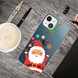 iPhone 14 Flexible TPU Christmas Case - Father Christmas and Christmas tree