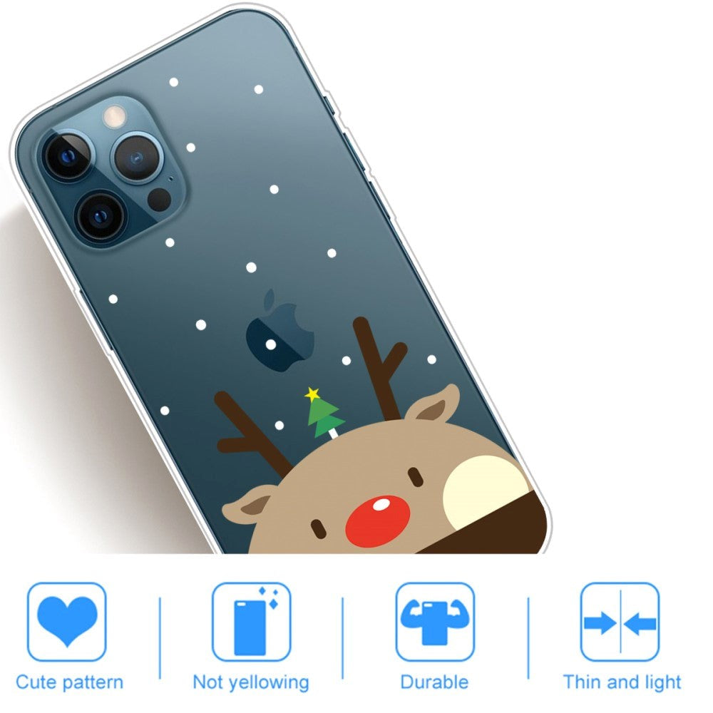 iPhone 14 Pro Flexible TPU Christmas Case - Christmas Tree with Reindeer