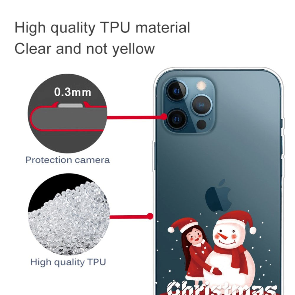 iPhone 14 Pro Flexible TPU Christmas Case - Girl with Snowman