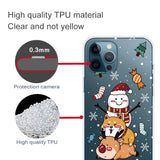 iPhone 14 Pro Flexible TPU Christmas Case - Snowman, Dog and Reindeer