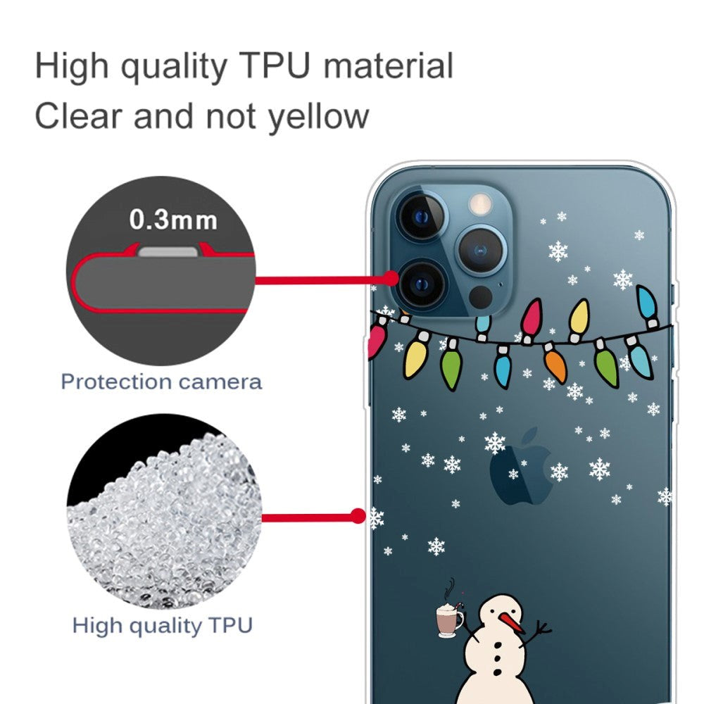 iPhone 14 Pro Flexible TPU Christmas Case - Snowman with Cocoa