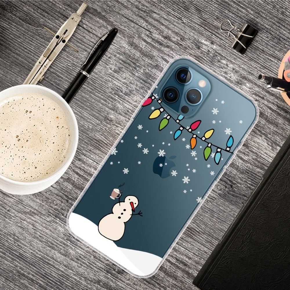 iPhone 14 Pro Flexible TPU Christmas Case - Snowman with Cocoa