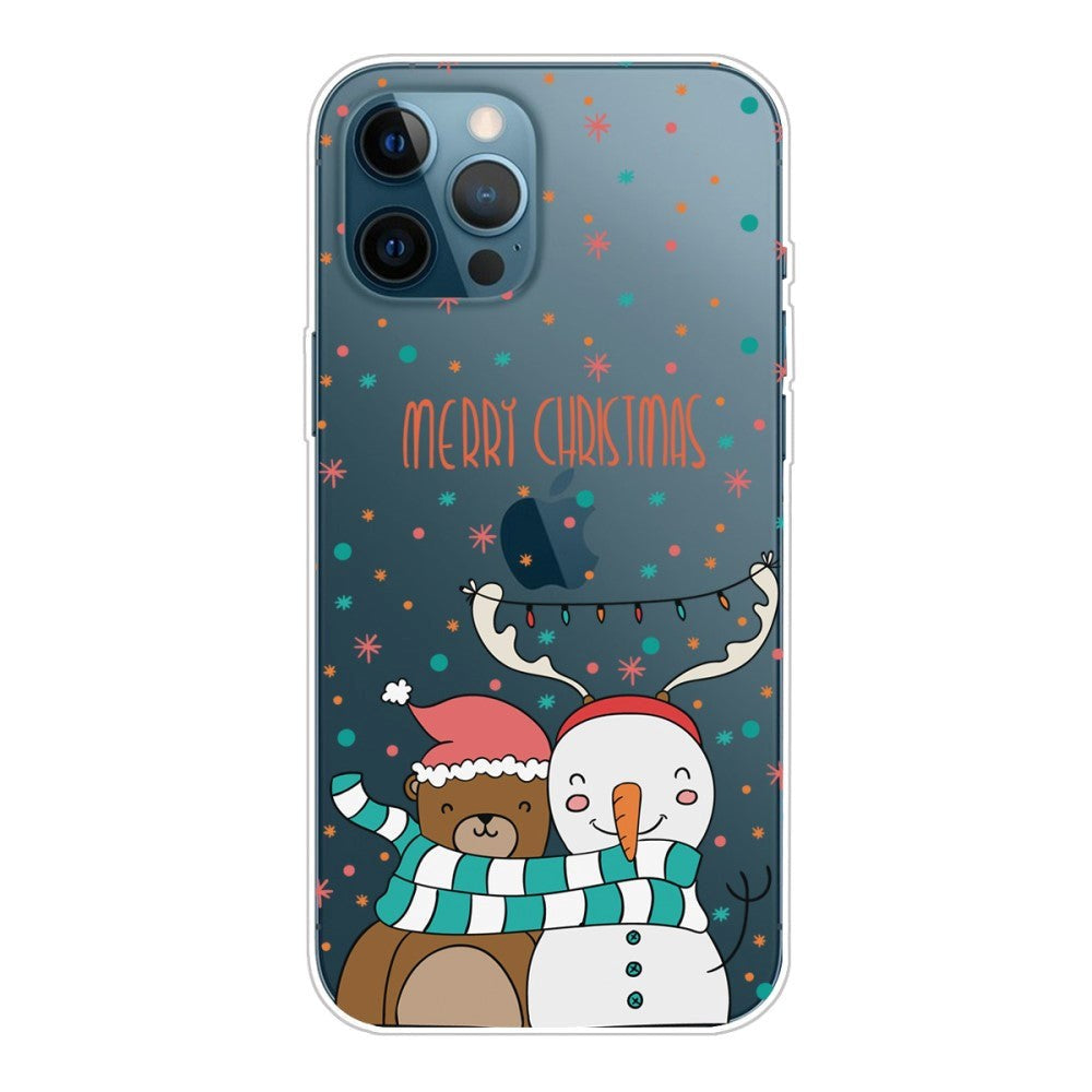 iPhone 14 Pro Flexible TPU Christmas Case - Snowman and Bear