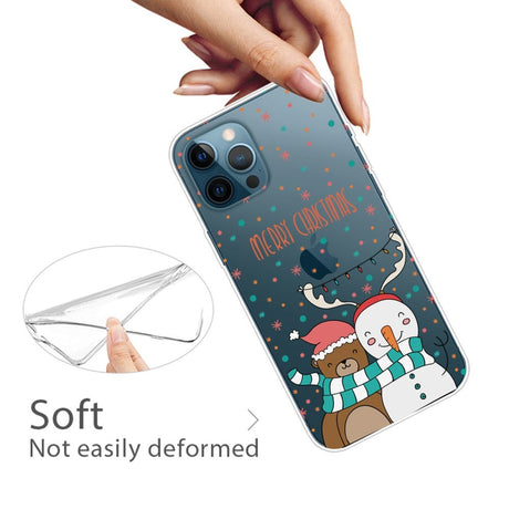 iPhone 14 Pro Flexible TPU Christmas Case - Snowman and Bear