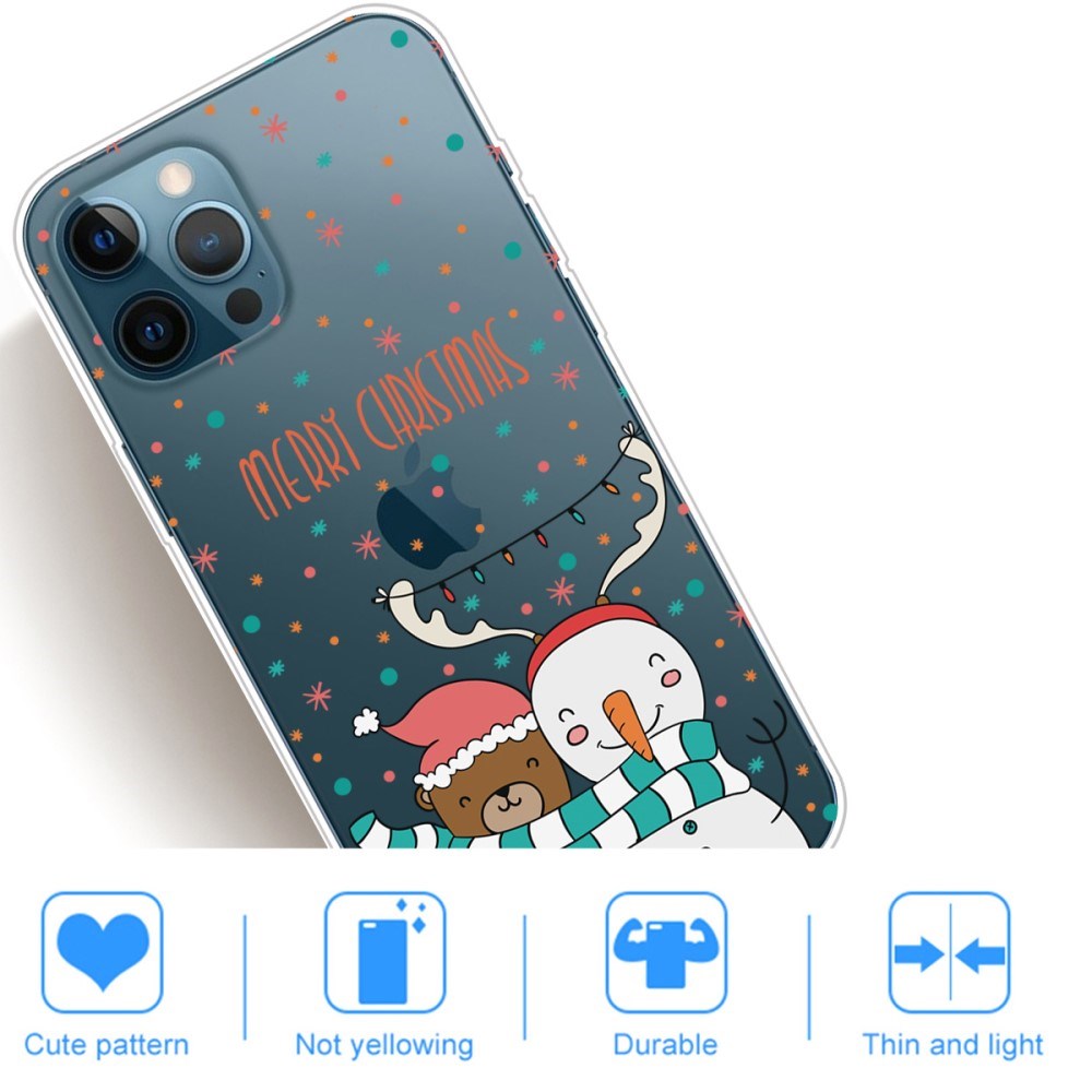 iPhone 14 Pro Flexible TPU Christmas Case - Snowman and Bear