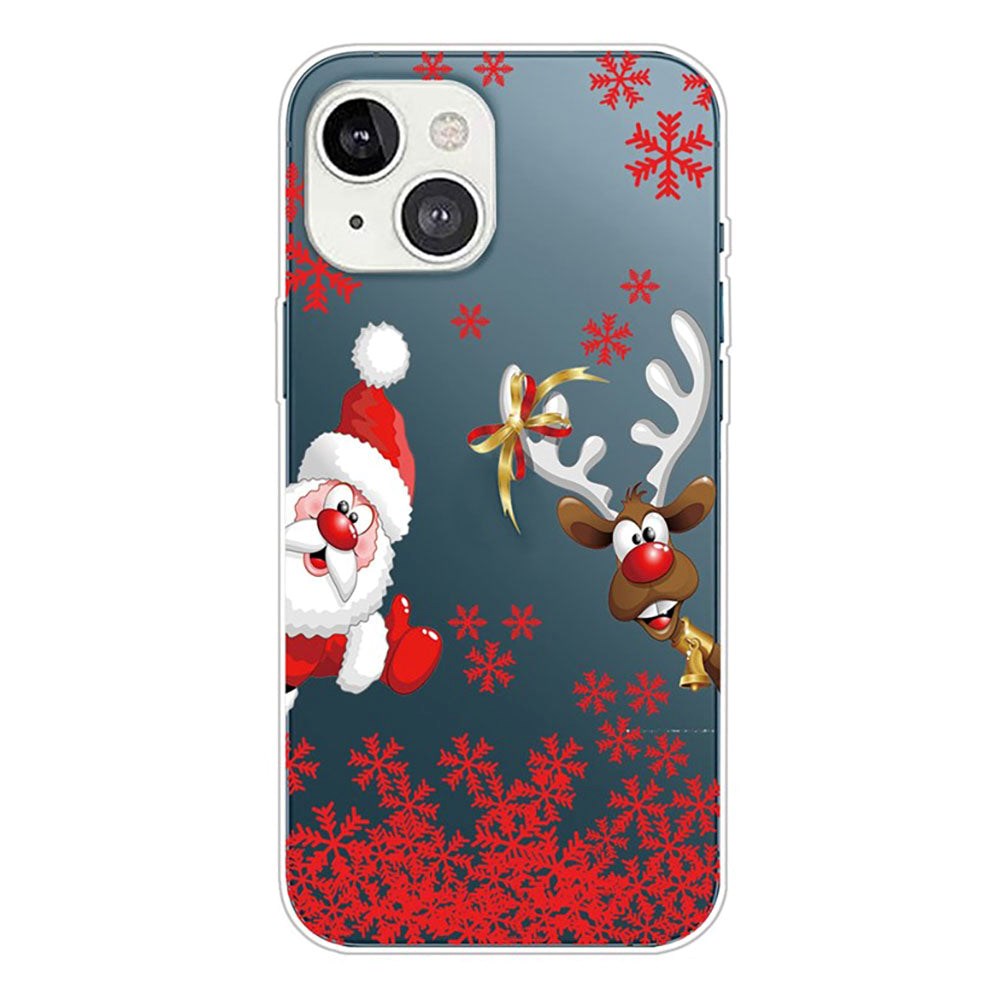 iPhone 14 Flexible Plastic Christmas Case - Santa and Reindeer