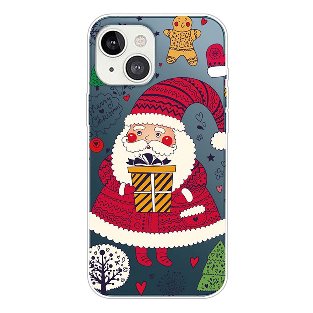 iPhone 14 Flexible Plastic Christmas Case - Santa with Present