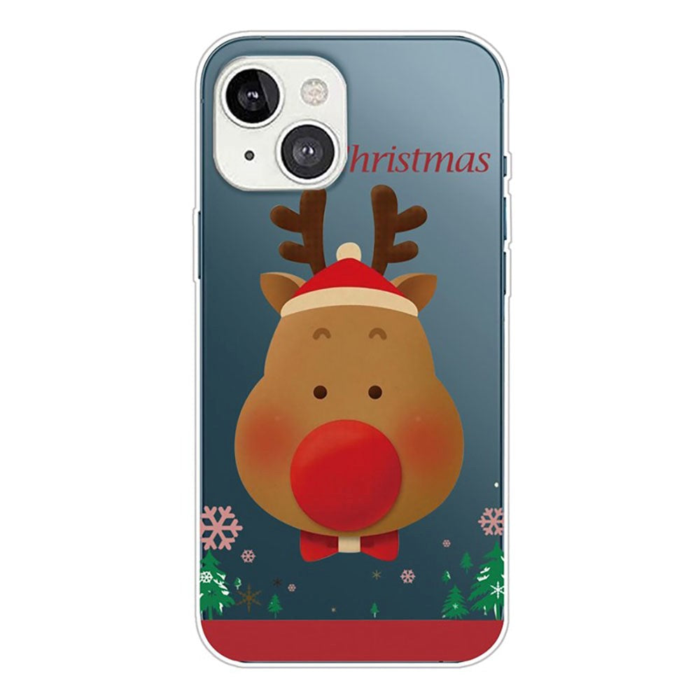 iPhone 14 Flexible Plastic Christmas Case - Reindeer with Butterfly