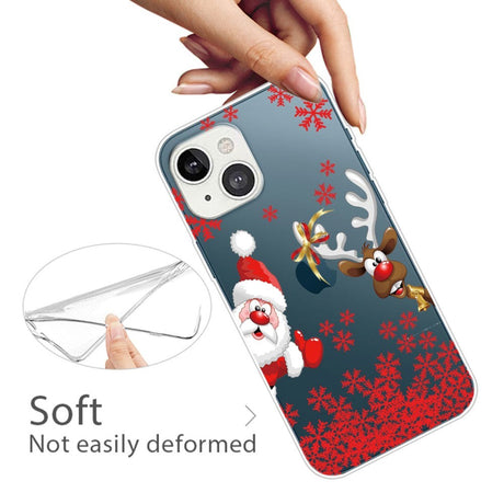 iPhone 14 Plus Flexible Plastic Christmas Case - Santa Claus & Reindeer