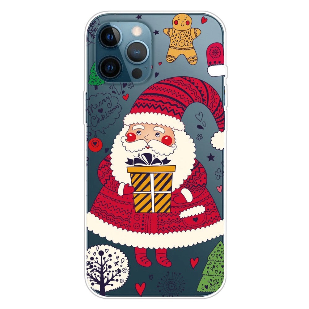 iPhone 14 Pro Flexible Plastic Christmas Case - Santa Claus with a Gift