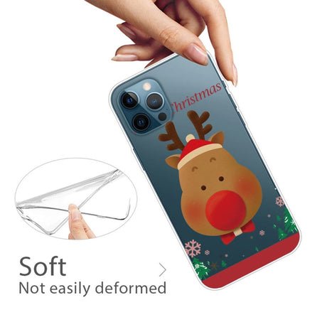 iPhone 14 Pro Flexible Plastic Christmas Case - Reindeer With Bow Tie