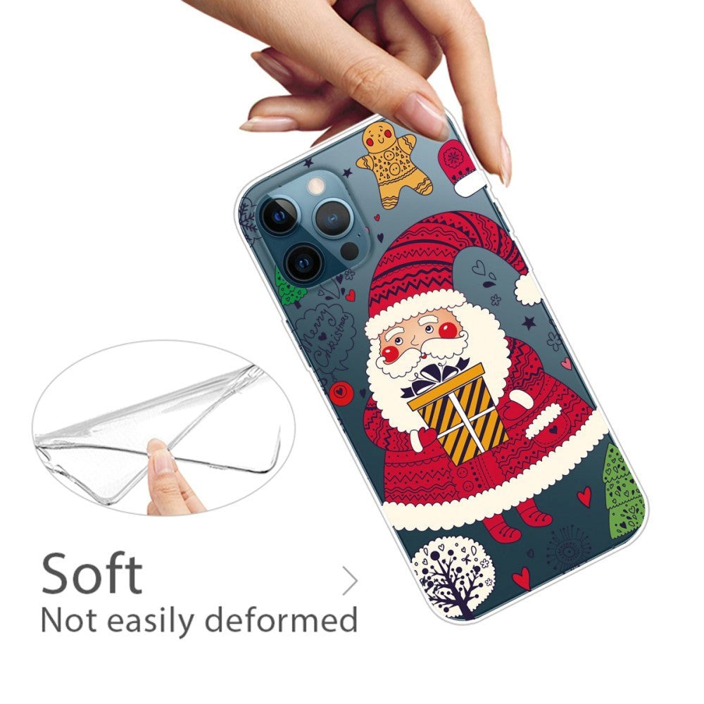 iPhone 14 Pro Max Flexible Plastic Christmas Case - Santa Claus with a Gift