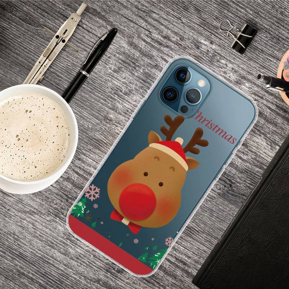 iPhone 14 Pro Max Flexible Plastic Christmas Case - Reindeer with Bow Tie