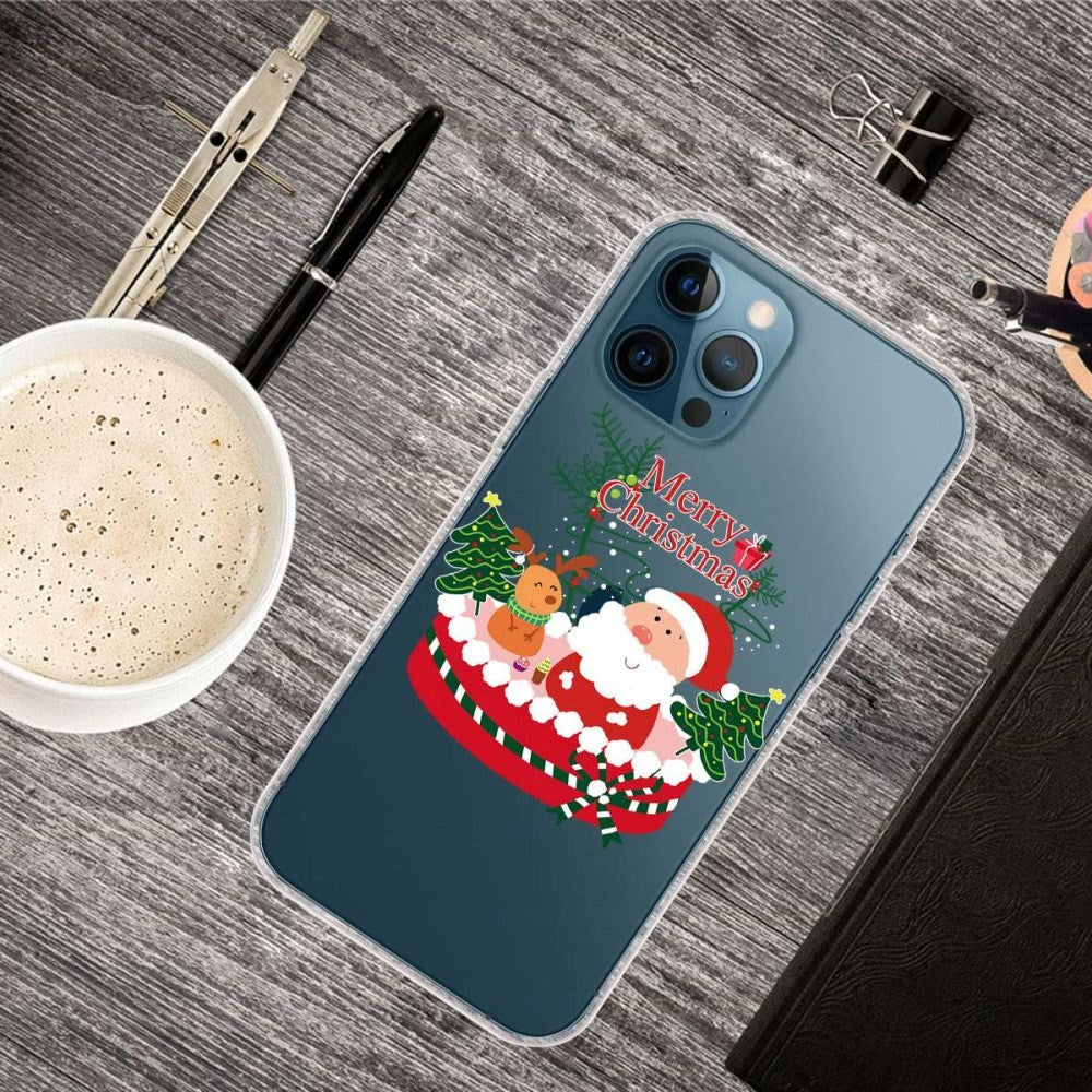 iPhone 14 Pro Max Flexible Plastic Christmas Case - Santa and Little Reindeer