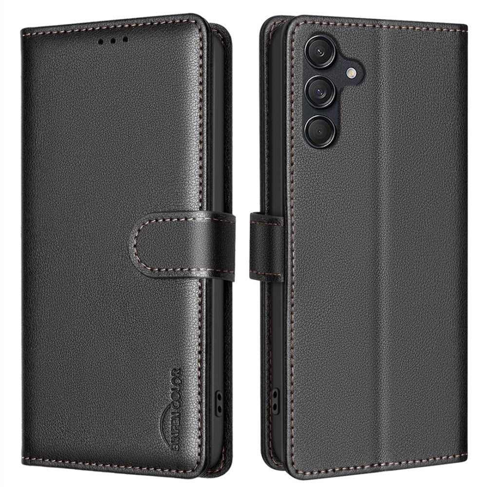 Samsung Galaxy A56 (5G) BINFEN Faux Leather Flip Case with RFID Blocking - Black