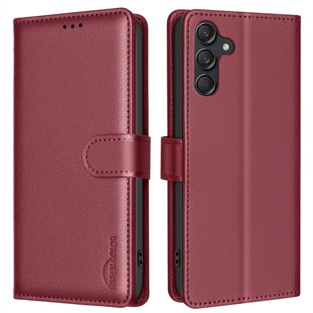 Samsung Galaxy A56 (5G) BINFEN Faux Leather Flip Case with RFID Blocking - Red