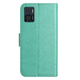 Motorola Moto E22 / E22i Flip Case w. Wallet - Flowers & Butterflies - Cyan