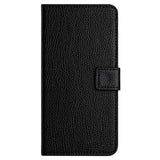 Motorola Moto E22 / E22i Litchi Leather Wallet Case - Black