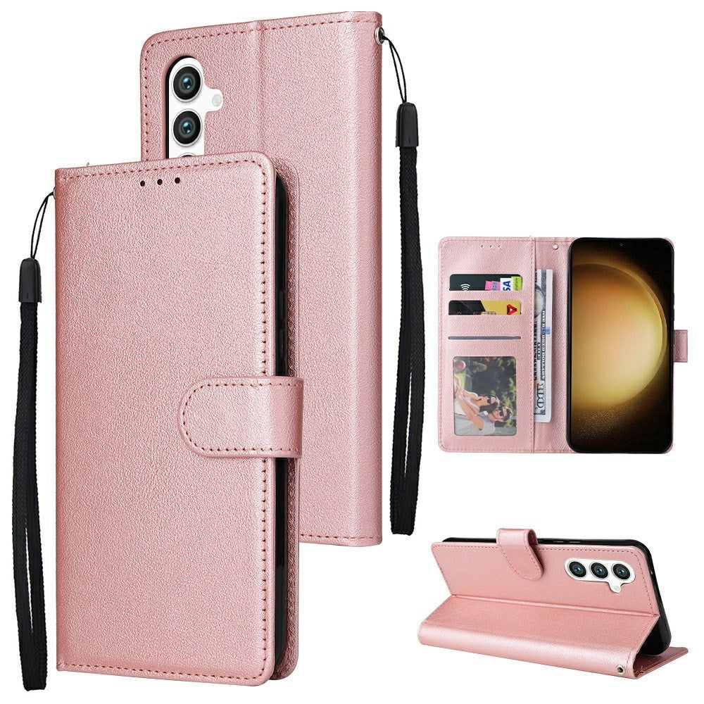 EIDERWOOD Samsung Galaxy S25+ (Plus) / S24+ (Plus) Faux Leather Case with Wallet and Strap - Rose Gold