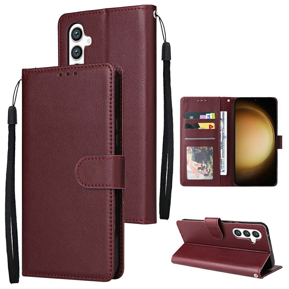 EIDERWOOD Samsung Galaxy S25+ (Plus) / S24+ (Plus) Faux Leather Case with Wallet and Strap - Dark Brown