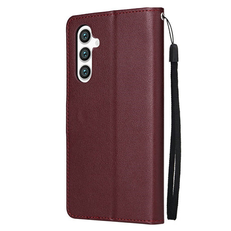 EIDERWOOD Samsung Galaxy S25+ (Plus) / S24+ (Plus) Faux Leather Case with Wallet and Strap - Dark Brown