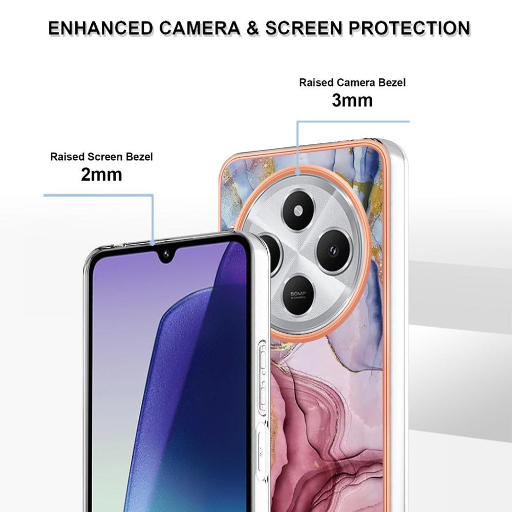 EIDERWOOD Xiaomi Redmi 14C Flexible Plastic Case with Marble Design - Pink