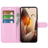 EIDERWOOD OnePlus 13 Shockproof Leather Wallet Cover with Litchi Texture - Pink