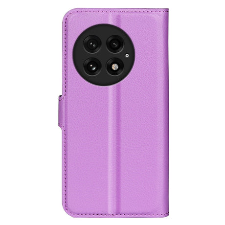 EIDERWOOD OnePlus 13 Shockproof Leather Wallet Cover with Litchi Texture - Purple