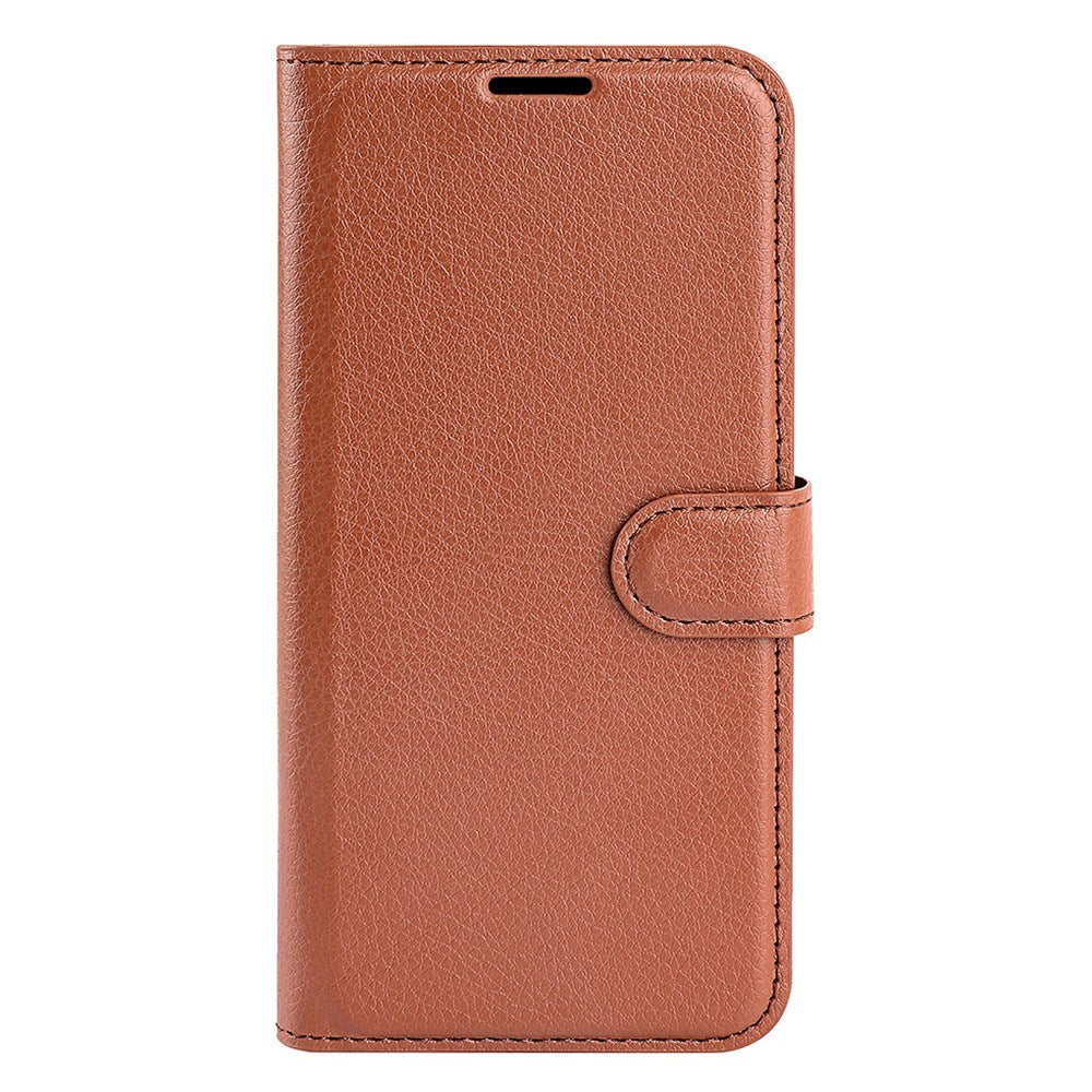 EIDERWOOD OnePlus 13 Shockproof Leather Wallet Cover with Litchi Texture - Brown