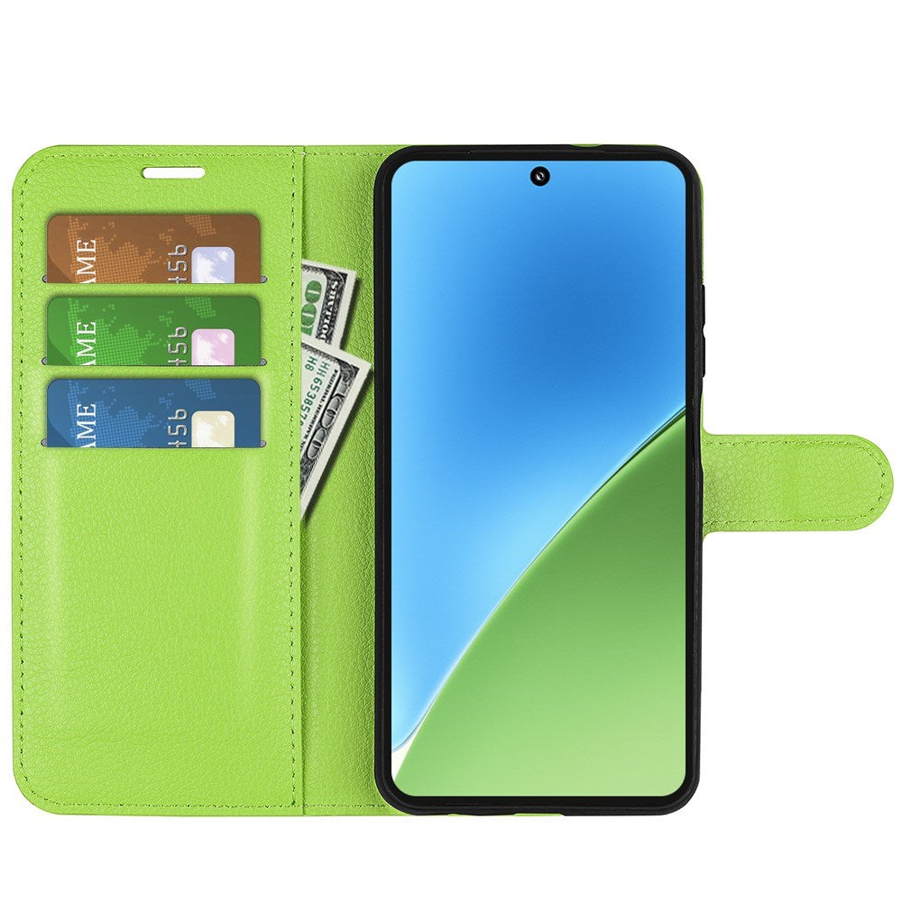 EIDERWOOD Xiaomi 15 Faux Leather Flip Case with Cardholder & Stand Function - Green