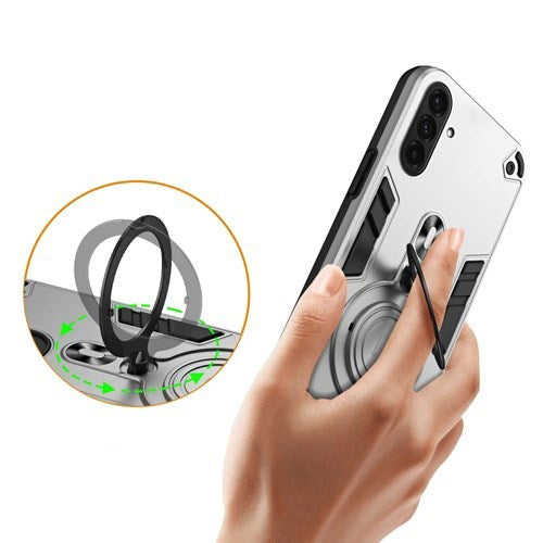 EIDERWOOD Samsung Galaxy A36 (5G) Hybrid Case with 360 Degree Rotatable Kickstand - MagSafe Compatible - Silver