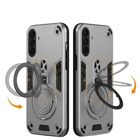 EIDERWOOD Samsung Galaxy A36 (5G) Hybrid Case with 360 Degree Rotatable Kickstand - MagSafe Compatible - Silver