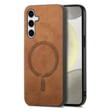 EIDERWOOD Samsung Galaxy S25 Vegan Leather Case - MagSafe Compatible - Brown