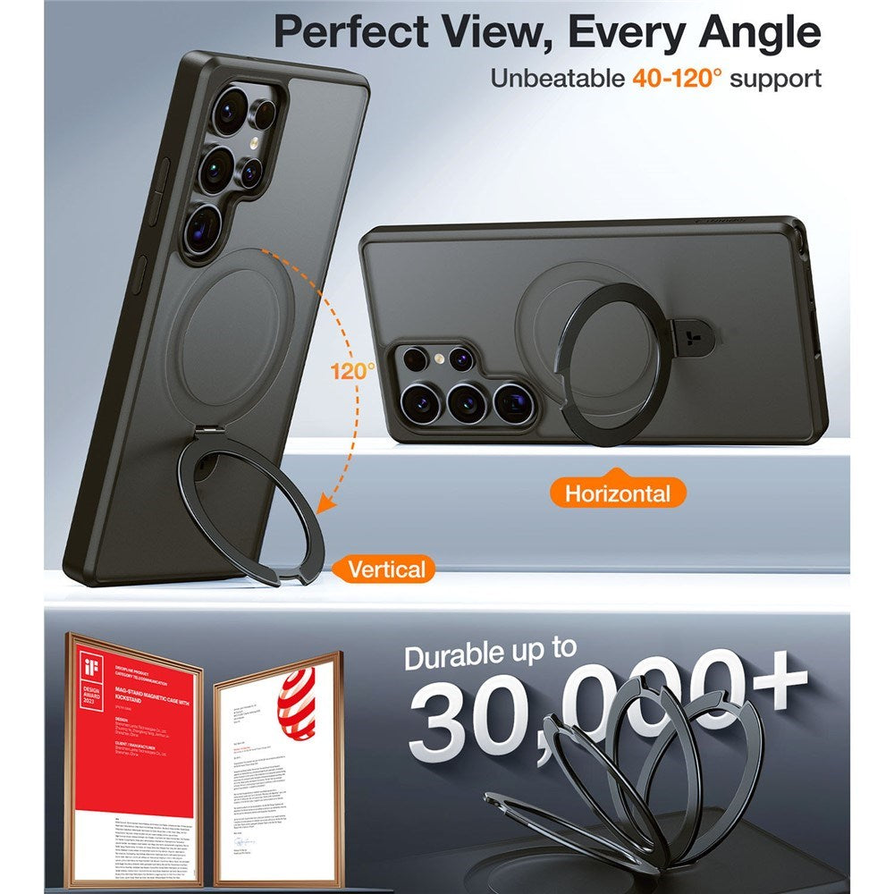 TORRAS Samsung Galaxy S25 Ultra Guardian Ostand Hybrid Case with Kickstand - MagSafe Compatible - Black