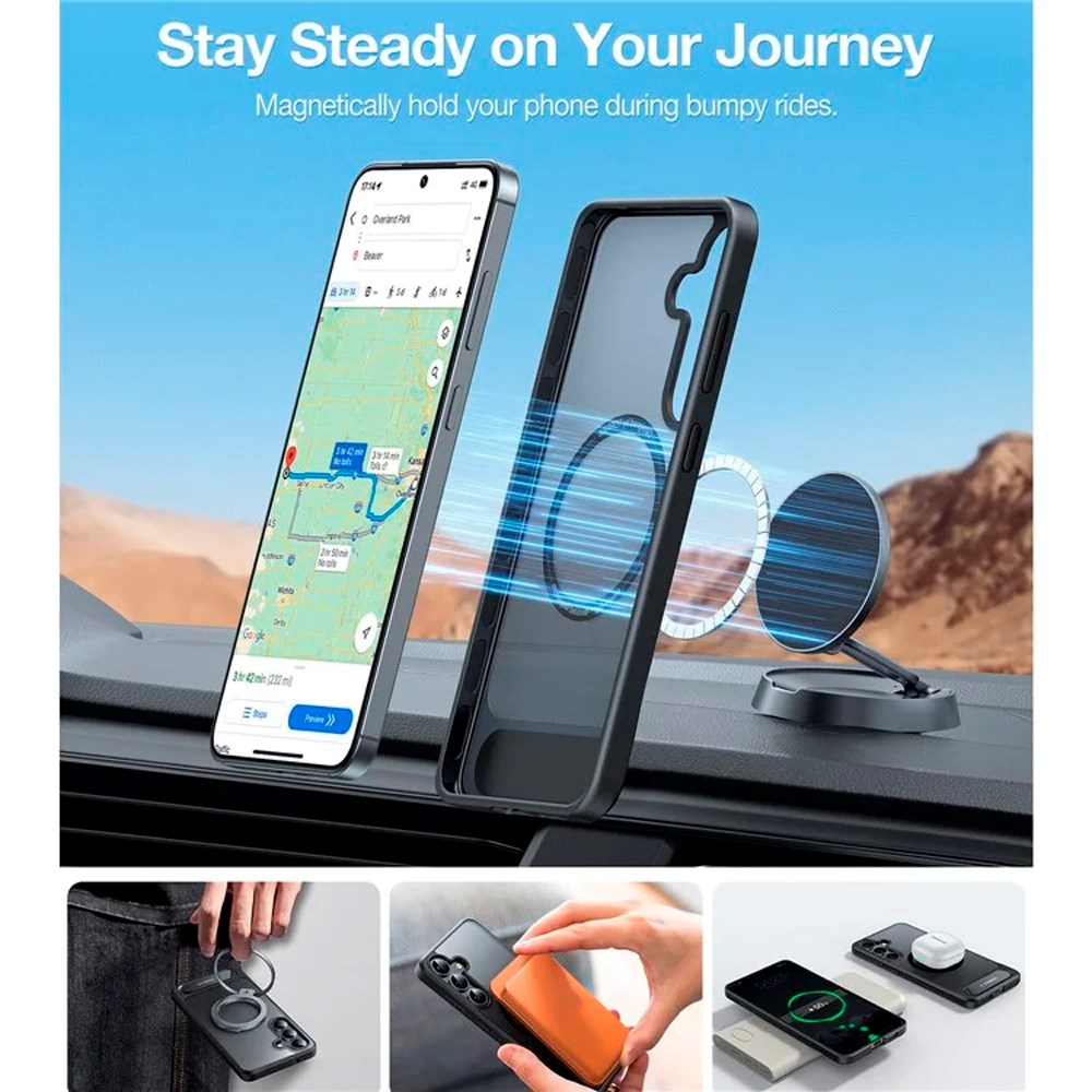 TORRAS Samsung Galaxy S25+ (Plus) Hybrid Case with Stand Function - MagSafe Compatible - Black